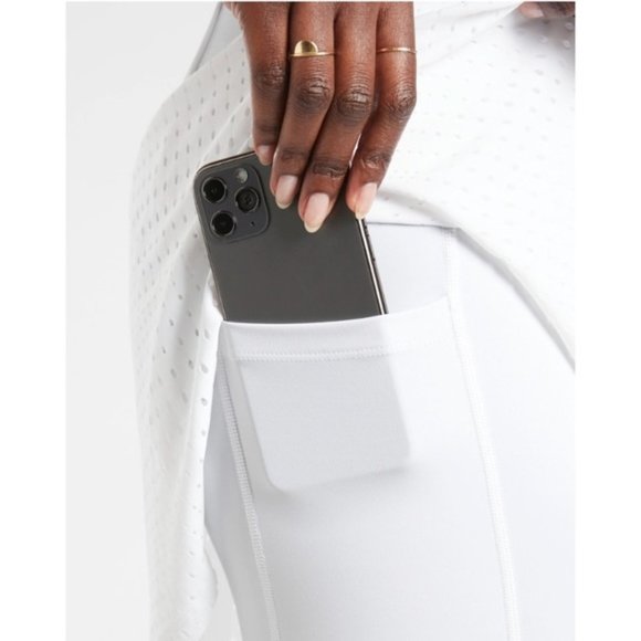 ATHLETA  skirt leggings A-Game 2 in 1 Crop  Stash Pocket white sz 1X  EUC - Picture 3 of 7